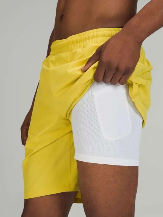 Lululemon Pace Breaker Lined Short 9" Men's Medium Soleil (Yellow) EUC $79 - Picture 3 of 5